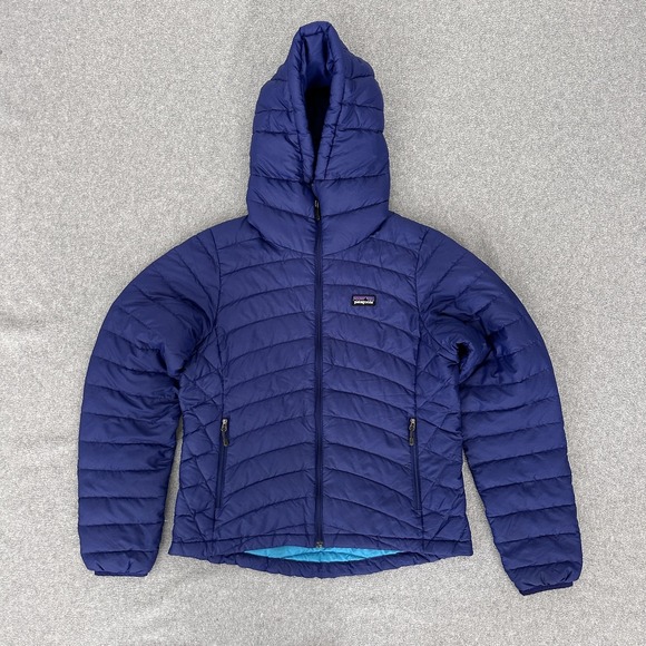 Patagonia Jackets & Blazers - Patagonia Down Sweater Hoodie Jacket Womens Small Blue Hooded Quilted Puffer